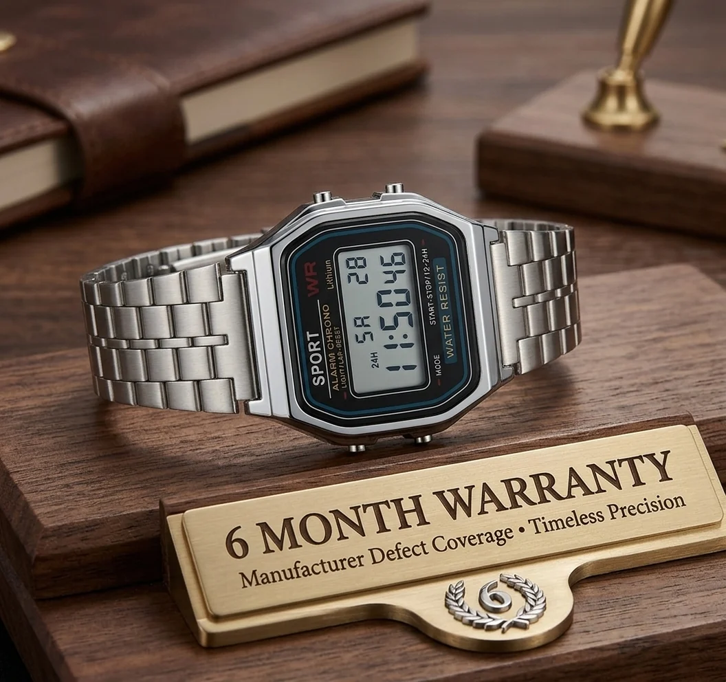 Vintage Digital Watch for Men & Boys | Stainless Steel Strap