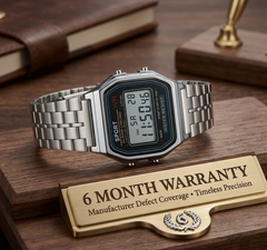 Vintage Digital Watch for Men & Boys | Stainless Steel Strap