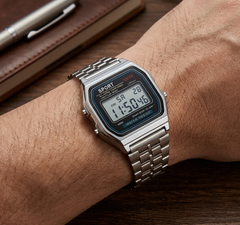 Vintage Digital Watch for Men & Boys | Stainless Steel Strap