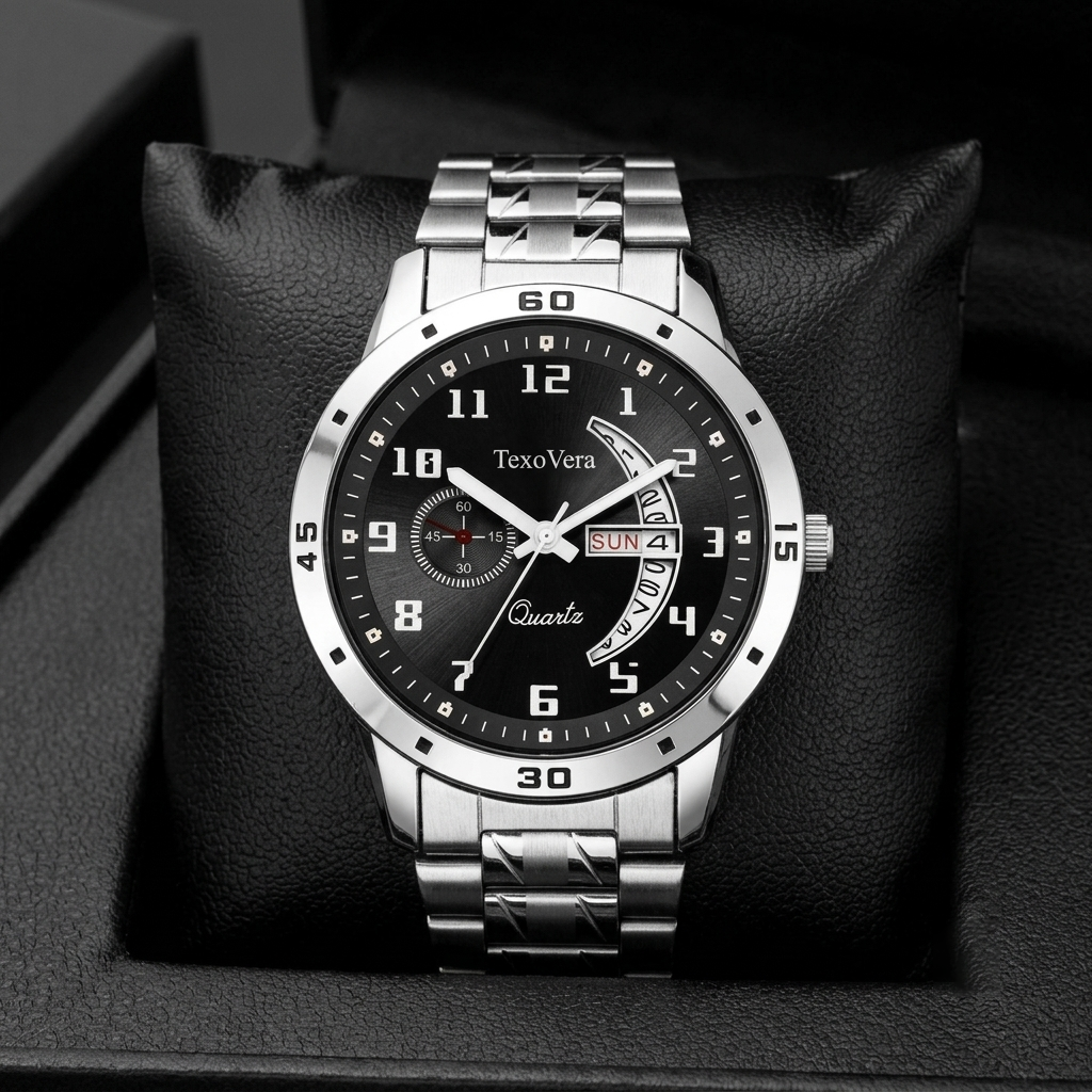 TexoVera Quartz Series Analog Watch For Men (Stainless Steel)
