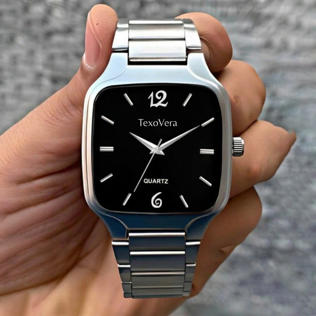 TexoVera Quartz Series Light Weight Analog Watch For Men (Stainless Steel)