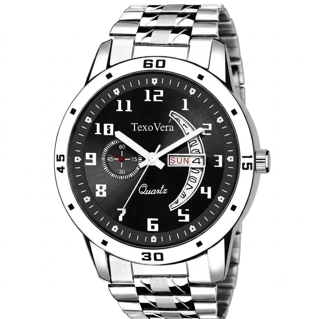 TexoVera Quartz Series Analog Watch For Men (Stainless Steel)