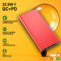 10000 mAh & 20000 mAh Power Bank 25W in Multi Color (Black, Red, Green)