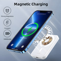 10000 mAh Wireless MagSafe Power Bank, 15W Wireless & 22.5W Wired - White