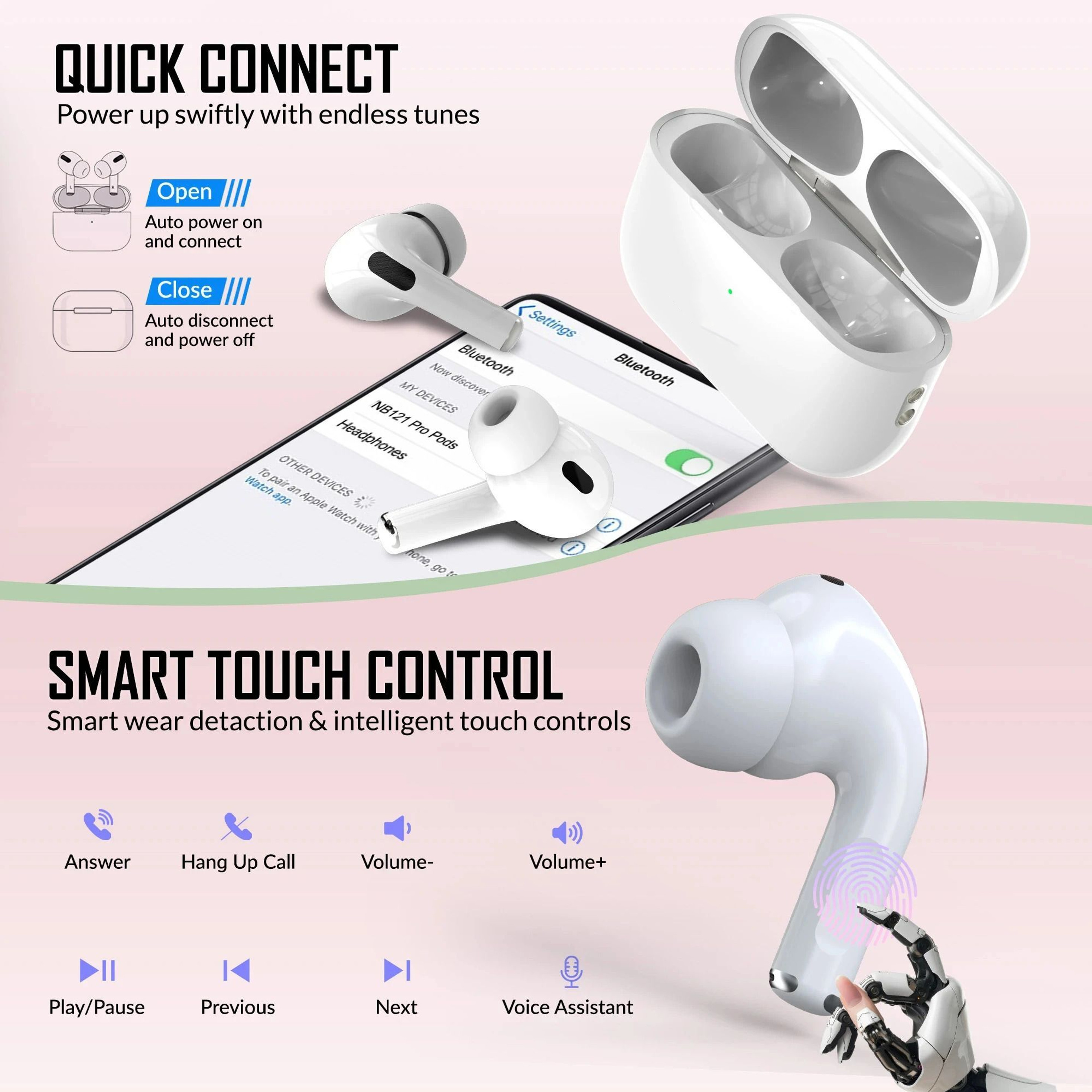 TexoVera EarBuds Pro 2 True Wireless Earbuds For iPhone and Android