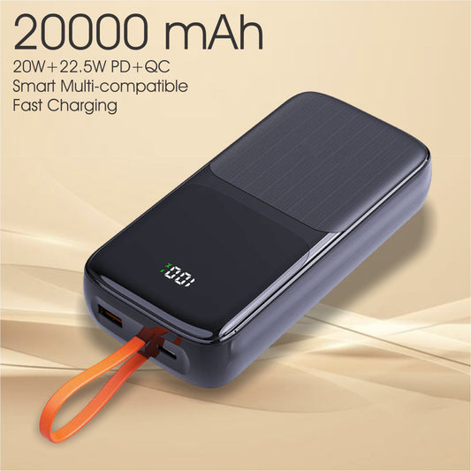 20000 mAh Power Bank 22.5W QCPD 1 Wire Digital (Black)