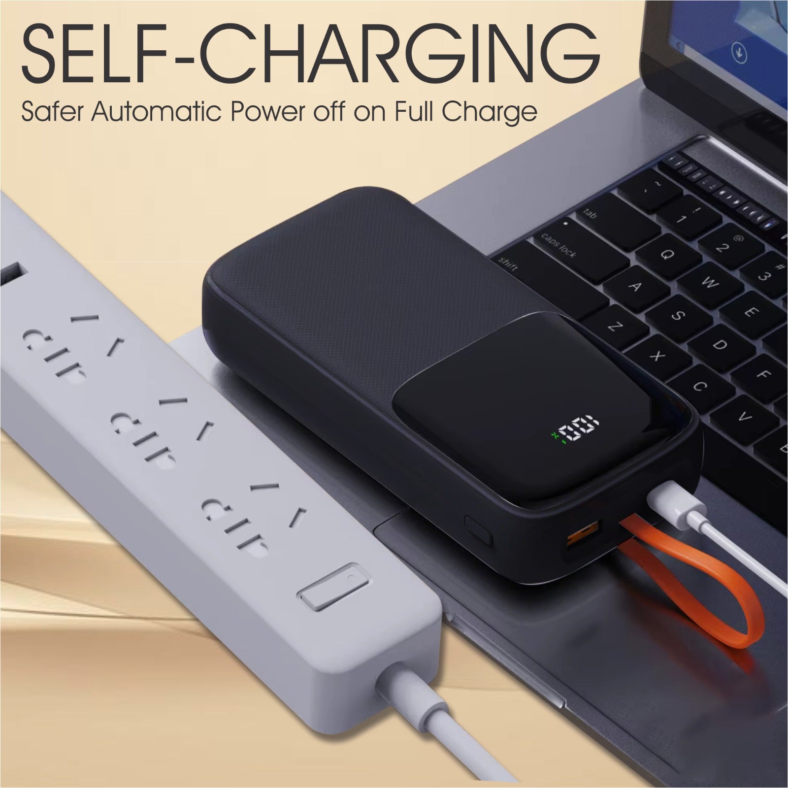 20000 mAh Power Bank 22.5W QCPD 1 Wire Digital (Black)