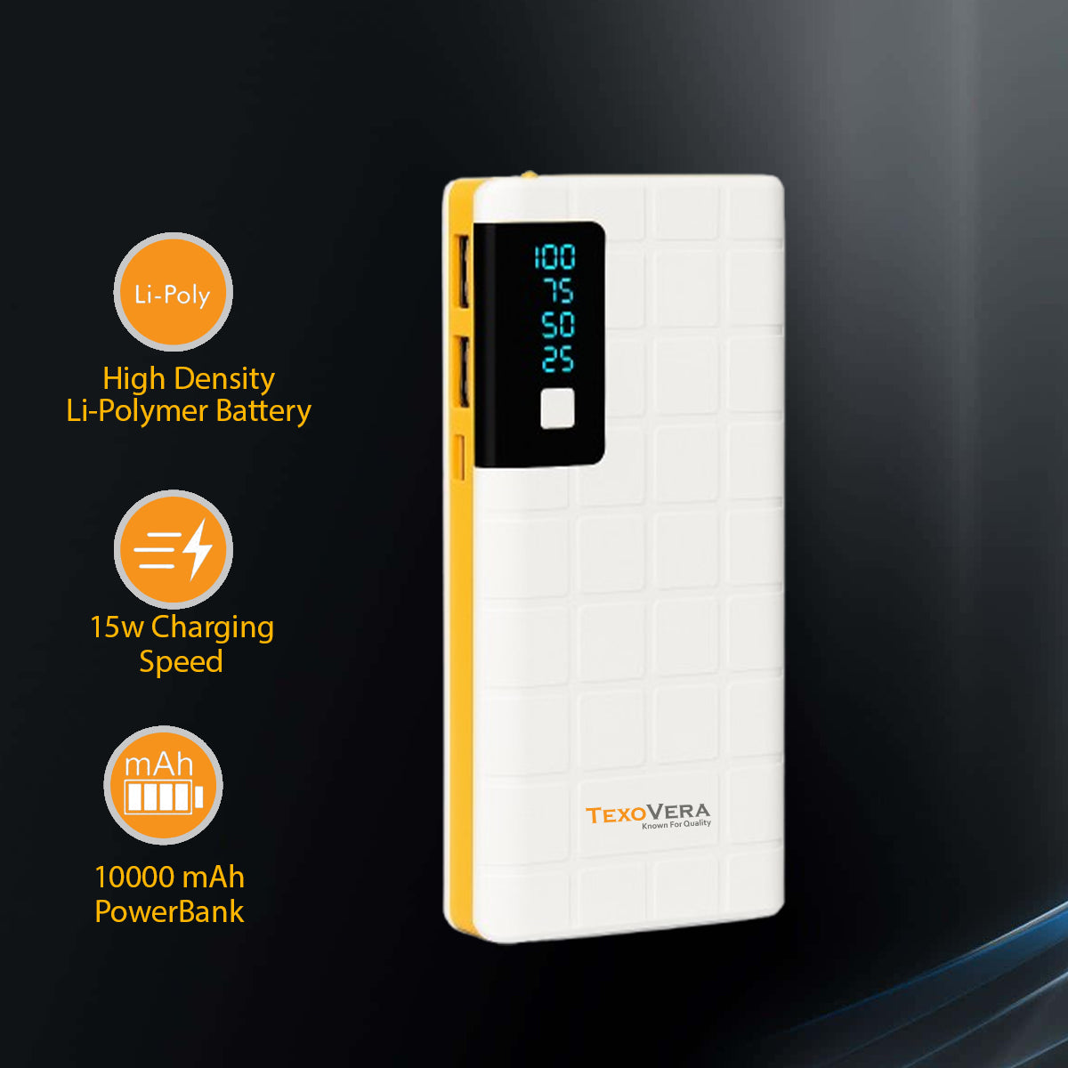 10000 mAh 15W Power Bank With LED Battery Display - P8