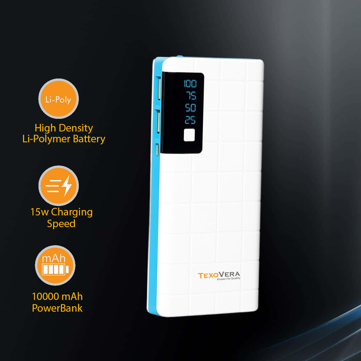 10000 mAh 15W Power Bank With LED Battery Display - P8
