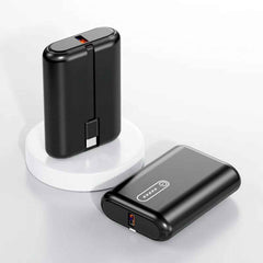 TexoVera 10000 mAh Power Bank 22.5W with 1 Cable Attached Black & White color (POCKET-10K)