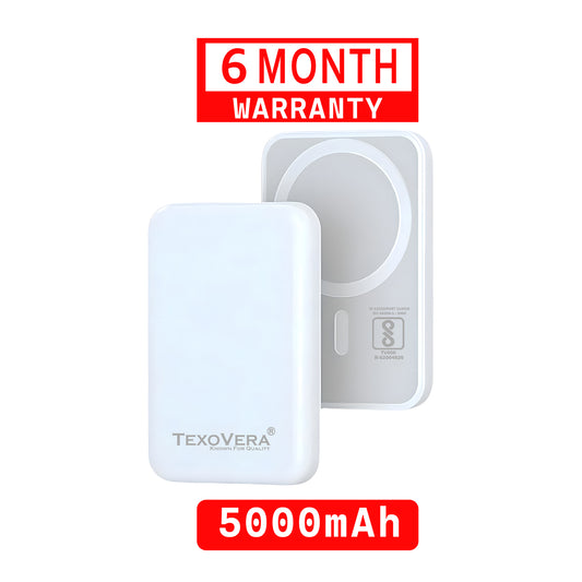TexoVera Apple Power Bank 5000mAh - 10W Wired & 5W Wireless Charge, Type C, LED Indicator, Built-in Protections, Made in India