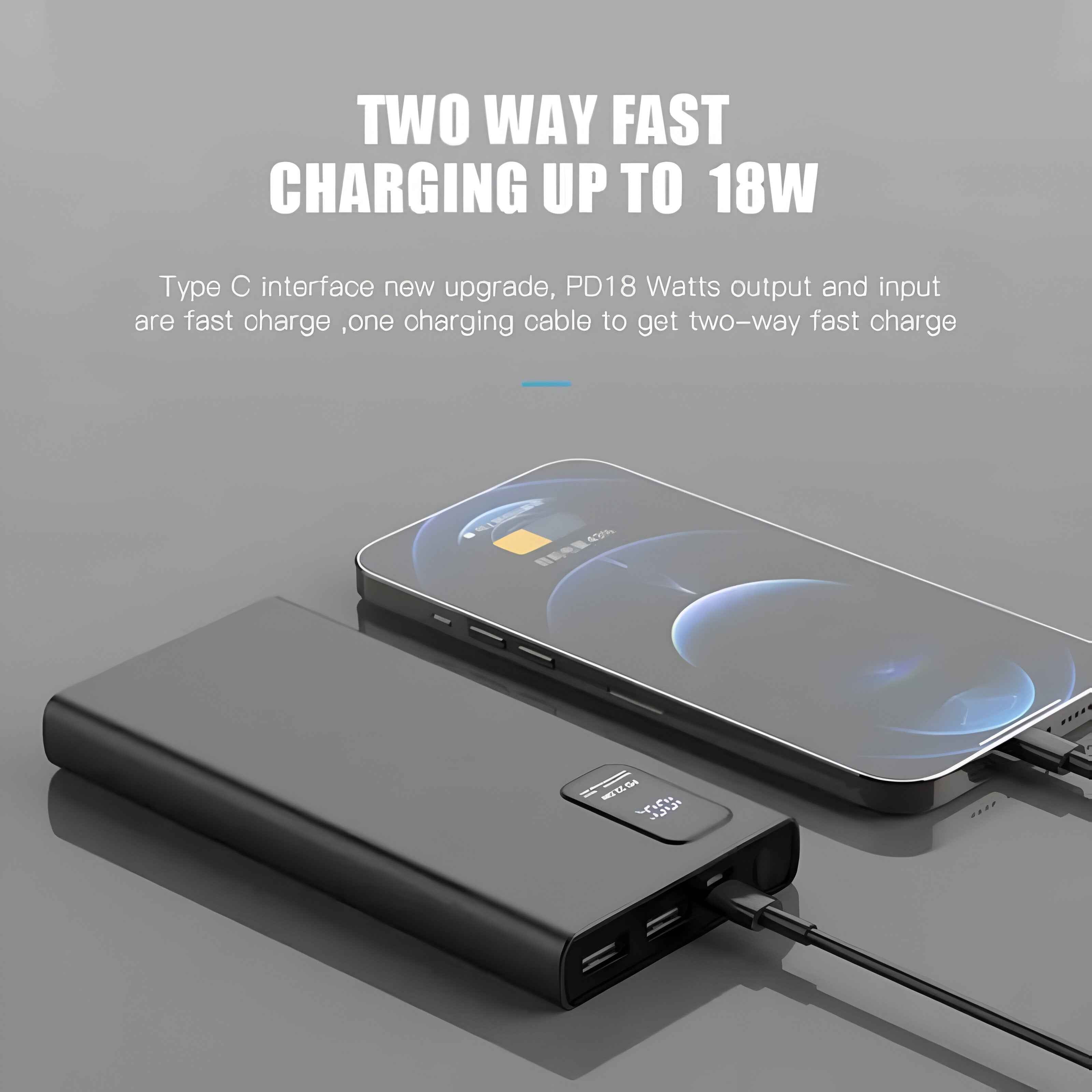 TexoVera 20000 mAh 25W Power Bank  (Black, Lithium Polymer, Fast Charging for Mobile) K8-20K