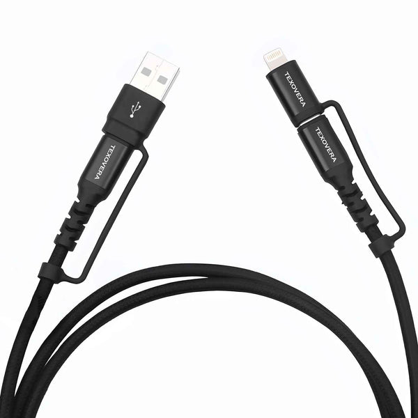 TexoVera 4-in-1 Type-C with 60W Fast Charging, 480Mbps Data Sync, PD Technology, Compatible with All Type-C and Apple Devices, 1.2m