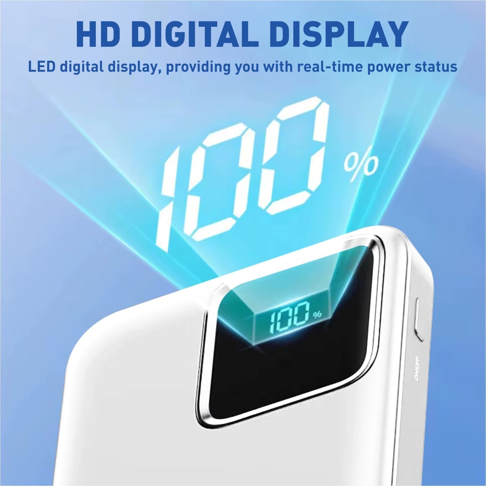 10000 mAh Power Bank, 22.5W Fast Charging with 2 Cables Attached, Lithium-Polymer (A201-2WIRE)