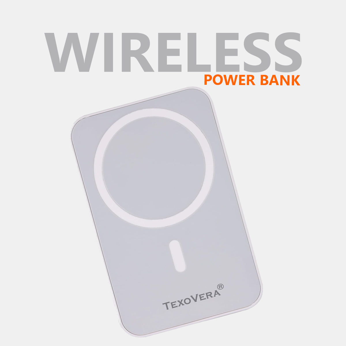 10000 mAh Wireless MagSafe Power Bank, 15W Wireless - White